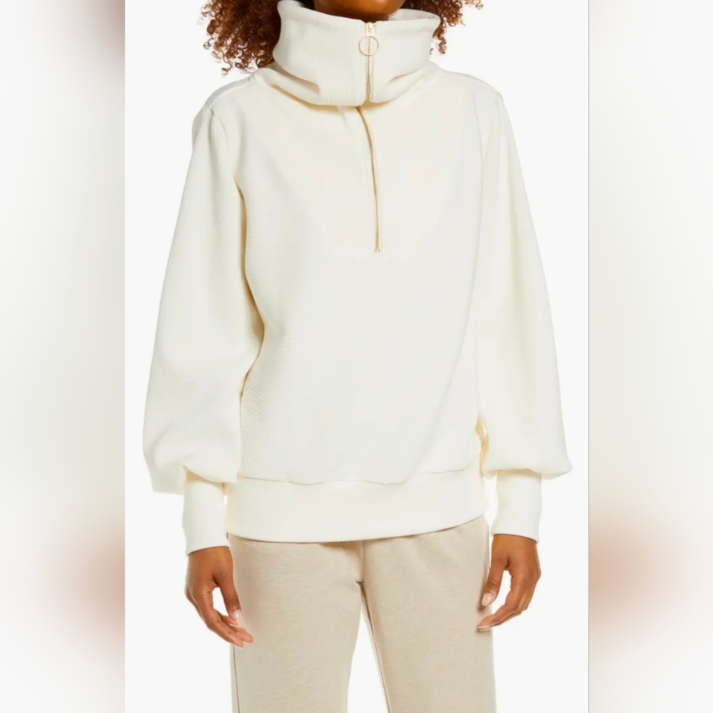 Varley Vine Ottoman Half Zip Pullover Ivory Size XS - Picture 2 of 11